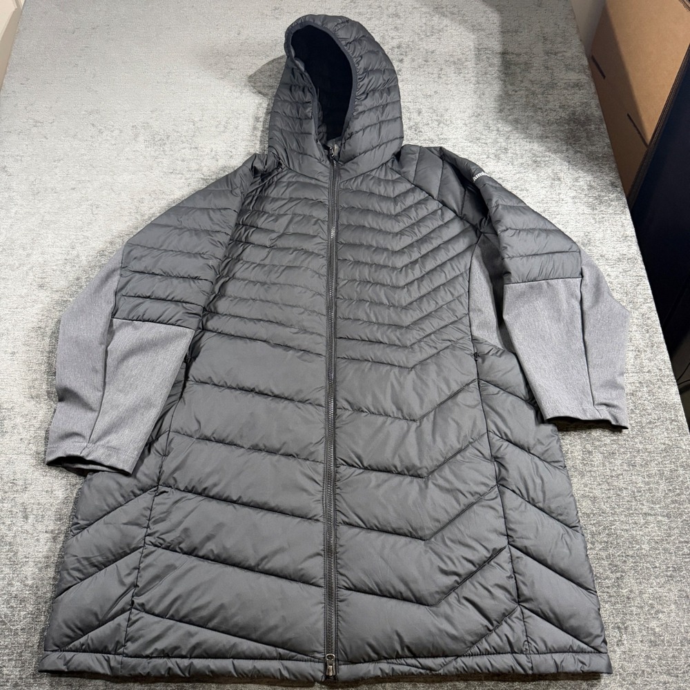 Columbia Thermal Coil Hooded Puffer Parka Jacket Grey Plus Size 3X WW0872